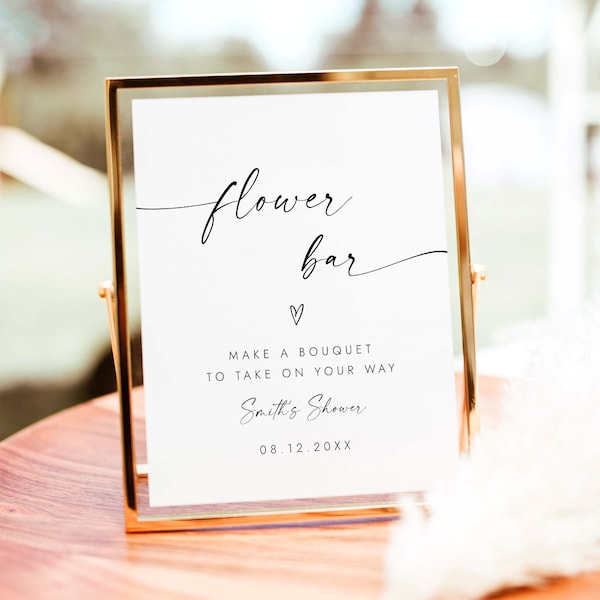 Flower Bar Sign Wedding Favors Minimalist Bridal Shower Sign Build Your Bouquet Sign Create Your Own Floral Bouquet Editable Template W4 S1