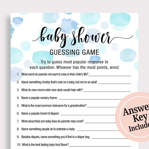 Blue Baby Shower Games Boy Baby Shower Game Printable Funny Baby Shower Activity Games Instant Download Digital Party Games DIY B16