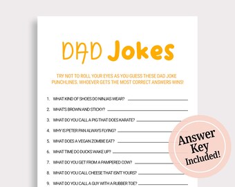 Dad Jokes Baby Shower Game Printable Dad Jokes Game Trivia Game Funny Game Dad Joke Trivia Game Gender Neutral  Instant Download N16