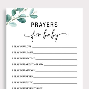 Oraciones para la tarjeta del bebé Tarjetas de deseos de oración del bebé Buenos deseos para el bebé Recuerdo del bebé Tarjetas de consejos para bebés de eucalipto Tarjetas de oración para el baby shower EU16