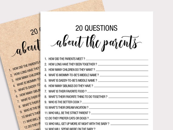 20 Questions the Rustic Baby Shower Games Coed - Etsy