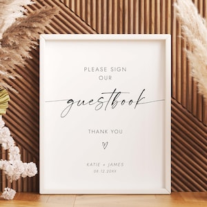 Wedding Guestbook Sign Minimalista Wedding Guestbook Sign Si prega di firmare il nostro guestbook Firma il nostro libro degli ospiti Modelli di segno modificabili W4 S1
