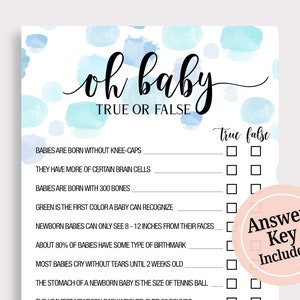 Oh Baby True or False Baby Shower Game Printable, Oh Baby True or False ...