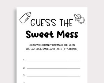 Guess The Sweet Mess Game Candy Bar Game  Dirty Diaper Game Baby Shower Poopy Diaper Game Printable Gender Neutral Baby Shower Digital J16