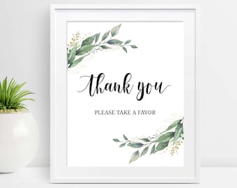 Thank You Please Take Favor Sign, Baby Shower Birthday Bridal Shower Wedding Thank You Sign, Bachelorette, Hens Favors Sign, PDF, D28, D32