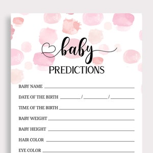 Tarjeta de predicciones para bebés Guess Boy o Girl Guess Baby's Birth Date DIY Baby Advice Pink Girl Baby Shower Juegos imprimibles Descarga instantánea F16