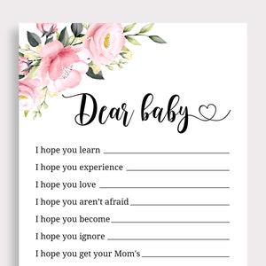 Liebe Baby Wunschkarten Für Baby Mädchen Shower Baby Streusel Wunschkarten Baby Rosa Rosen Floral Baby Shower Gebetskarte Download P16