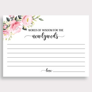 Worte der Weisheit für Brautpaare, druckbare Ratschlagkarten, Hochzeitsratgeber für Braut und Bräutigam, Heiratsgeschenk, Hochzeitskarte, P18