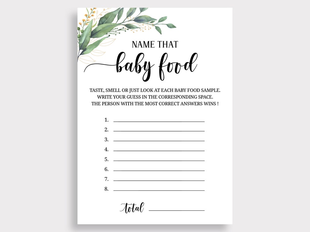 Baby Food Shower Game, Baby Shower Food Game, Name That Baby Food Game