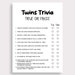 Twins Trivia Game Twins True or False Game Baby Shower Trivia Games Fun ...