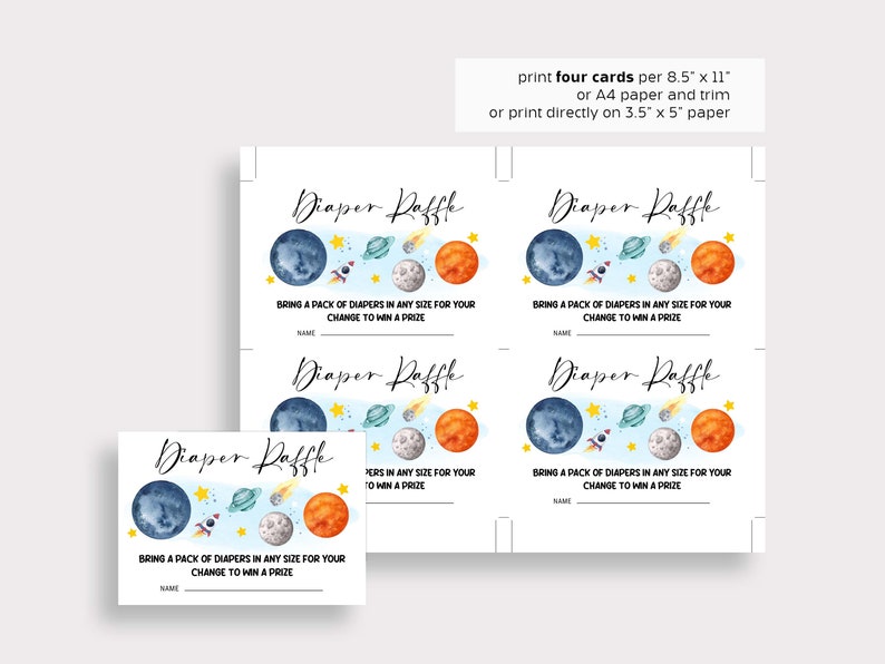 Space Theme Raffle Diaper Raffle Sign and Ticket Diaper Raffle Ticket Outer Space Baby ...
