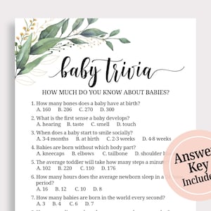 Baby Trivia Shower Game Instant Printable Download Baby - Etsy