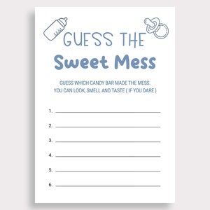 Guess The Sweet Mess Game Candy Bar Game Blue Baby Shower Baby Shower Dirty Diaper Game Poopy Diaper Game Printable Instant Download U16 image 2