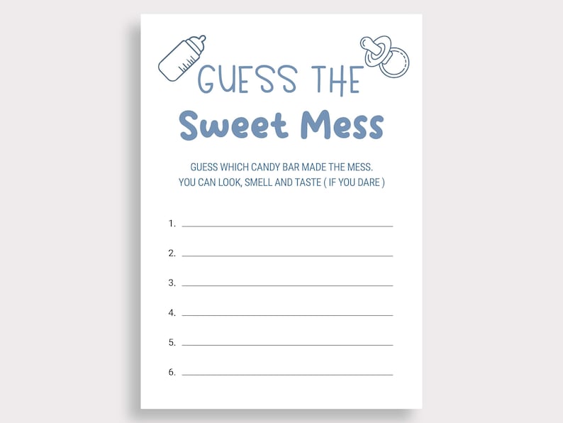 Guess The Sweet Mess Game Candy Bar Game Blue Baby Shower Baby Shower Dirty Diaper Game Poopy Diaper Game Printable Instant Download U16 image 2