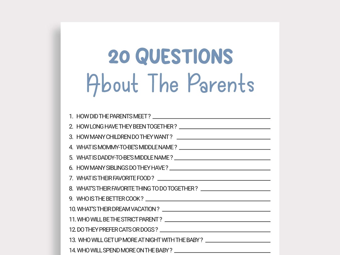Boy Baby Shower Games Printable Blue Baby Shower Games 20 Questions