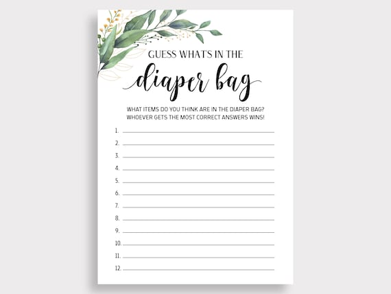 Diaper bag guessing game hotsell