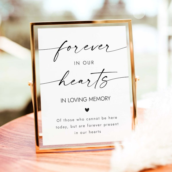 In Loving Memory Sign Forever in Our Hearts Sign Wedding Memorial Candle Sign Wedding Memory Sign Wedding Memory Table Editable W4 S1