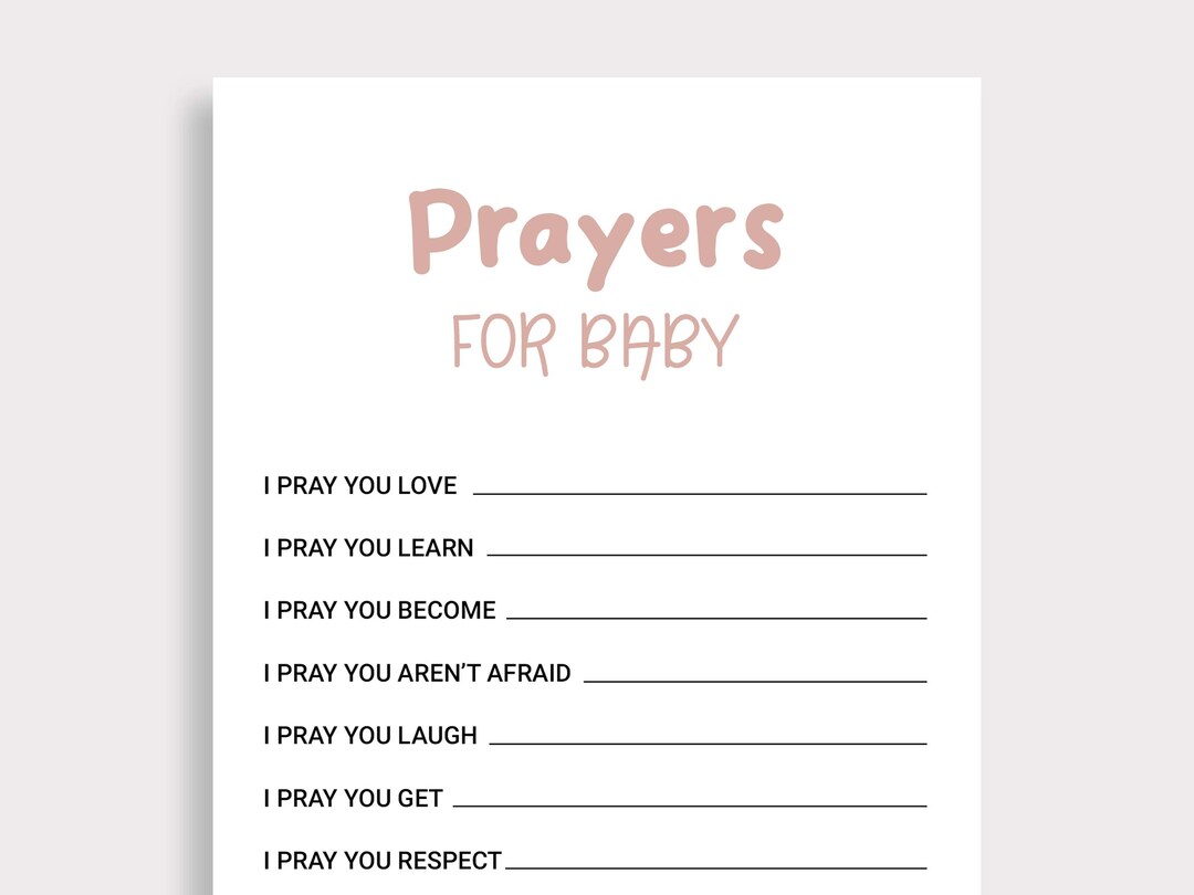 Prayers for Baby Card Girl Baby Shower Well Wishes for Baby Dusty Blush