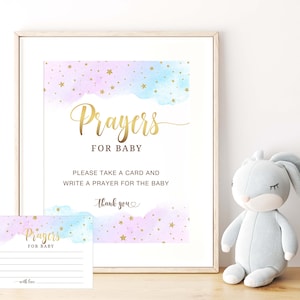 Oraciones para el signo del bebé y la tarjeta Tarjetas de oración del bebé Género Revelar bebé bautismo oración bautizo rosa baby shower Descarga instantánea GR8