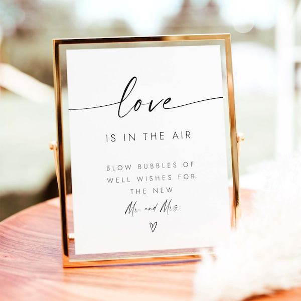 Wedding Bubbles Sign Minimalist Wedding Bubble Send Off Sign Blow Us Bubbles Love is In the Air Sign Blow Bubbles of Well Wishes Sign W4 S1