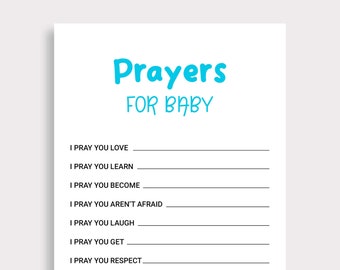 Prayers for Baby Card Well Wishes for Baby Printable Baby Prayer Wish Cards Baby Advice Card Blue Baby Shower Prayer Cards Baby Keepsake M16