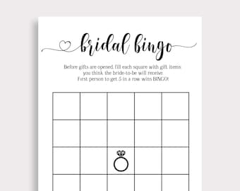 Printable Bridal Shower Bingo Game, Simple Bridal Bingo Cards, Modern Bridal Shower Games, Minimalist Wedding Shower, Instant Download, W18