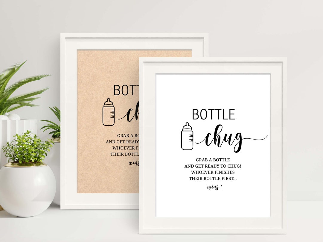 Baby Bottle Chug Game Sign Baby Shower Games Printable Bottle Chug Game