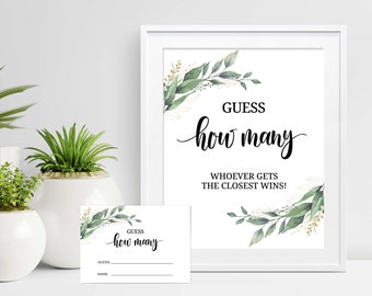 Guess How Many Sign Guessing Game Cards Guess How Many Game Printable Guess Cards Bridal Shower Guessing Game Baby Shower C16 D28 C18 D32