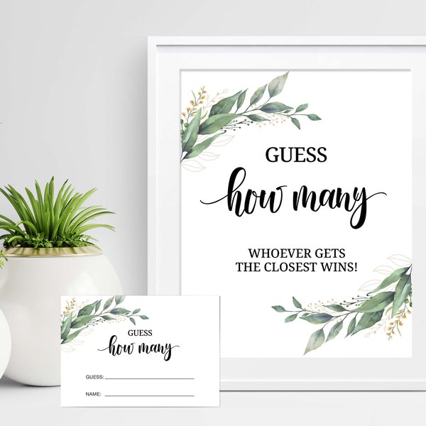 Guess How Many Sign Guessing Game Cards Guess How Many Game Printable Guess Cards Bridal Shower Guessing Game Baby Shower C16 D28 C18 D32