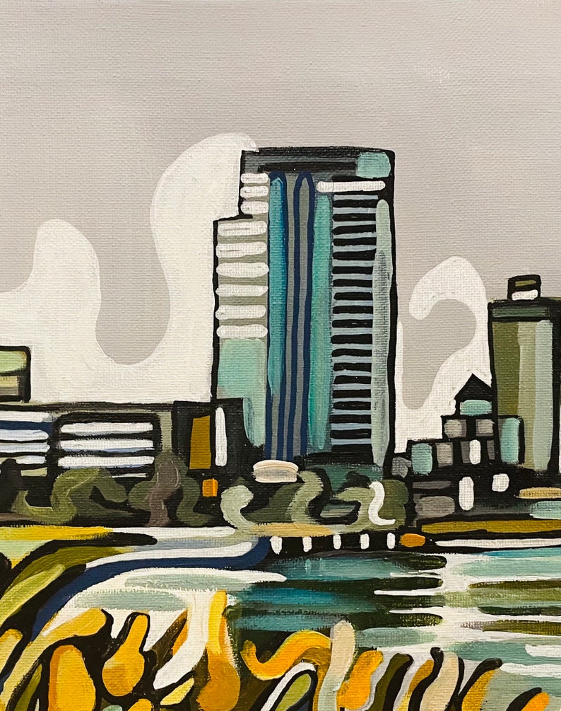 Original acrylic painting of Milwaukee skyline