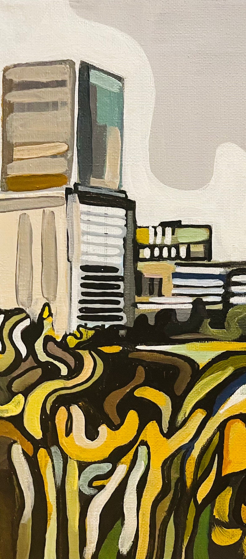 Original acrylic painting of Milwaukee skyline