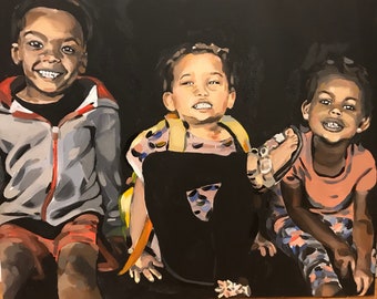 Acrylic painting of kids