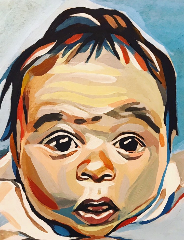 Acrylic Painting of Baby Etsy