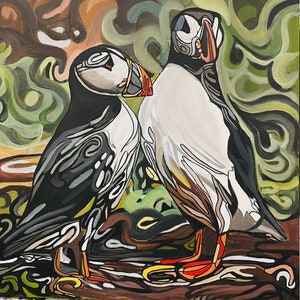 Puffins print