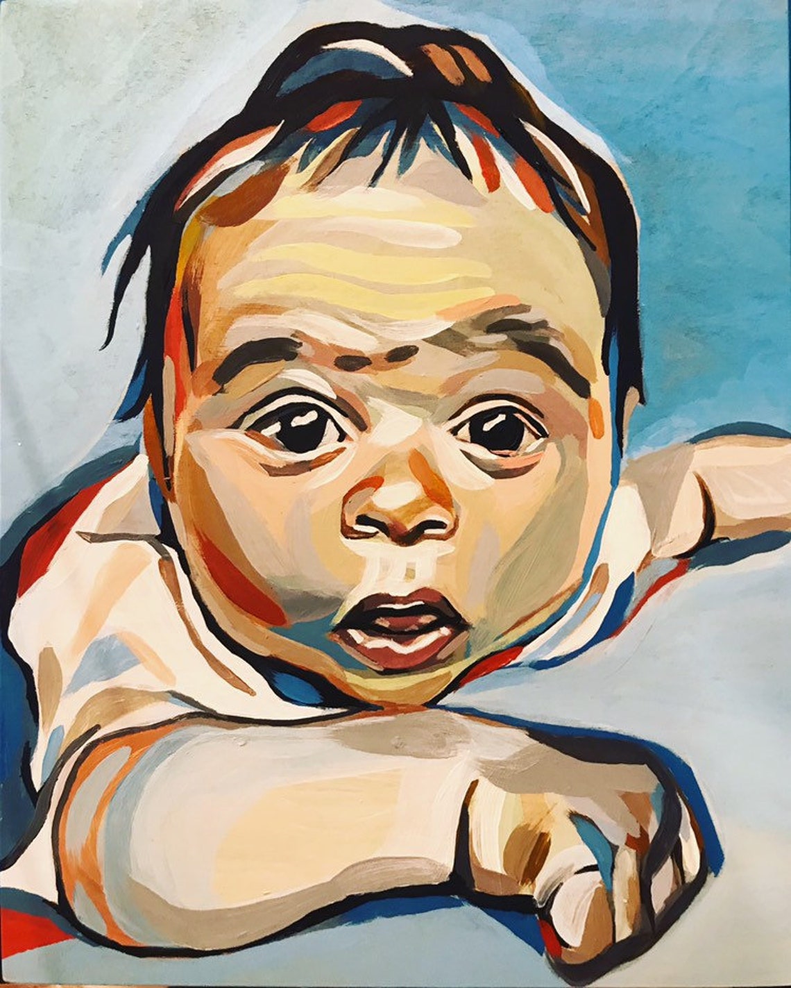 Acrylic Painting of Baby Etsy