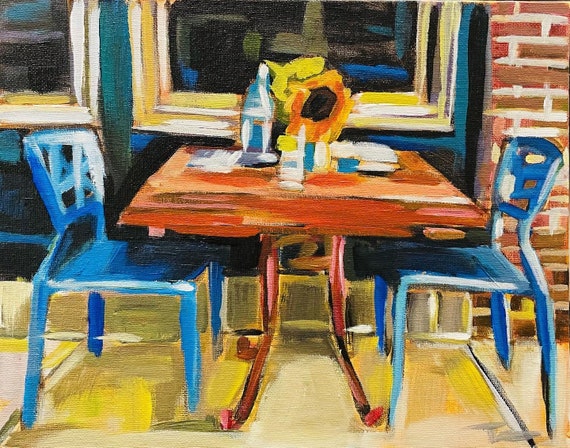 Original Acrylic Painting of Outdoor Dining 