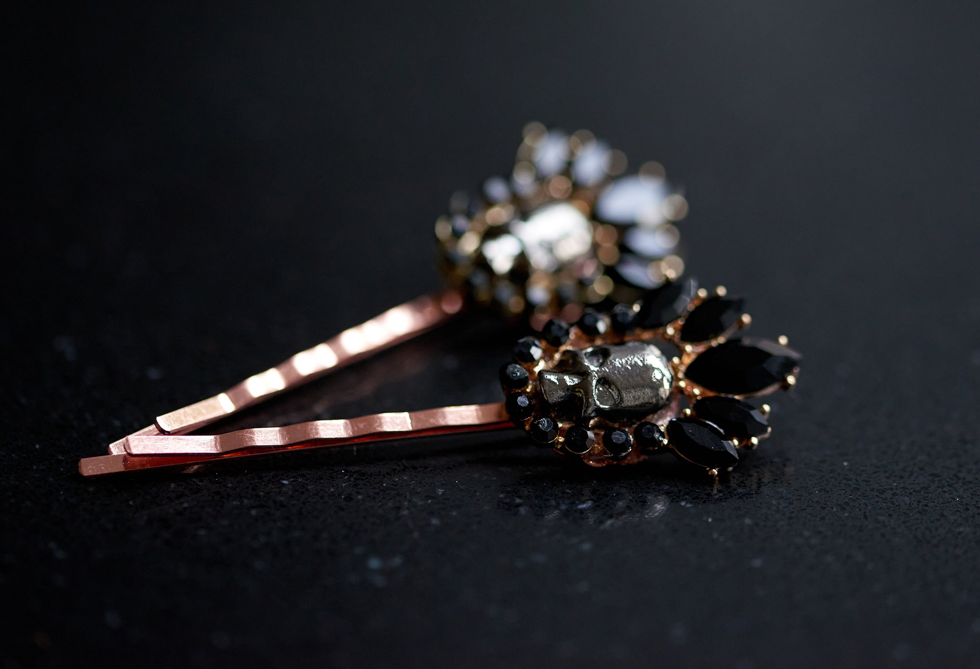 Skull Gothic Hair Pin, Goth Black Hair Accessories, Pirate Accessory