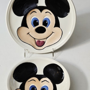 Rare Vintage Disney Mickey Mouse Ceramic Plates - Set of Two