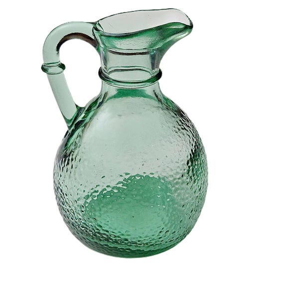 Vintage Green Textured Cruet / Decanter – Made in Canada – Mid