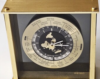 Vintage Seiko Bespoke Brass Quartz Mantel World Clock - Etsy