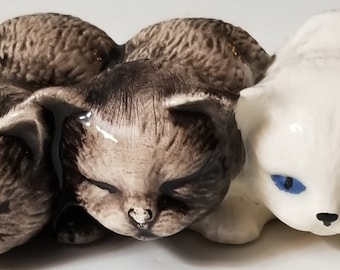 Figurine Porcelaine Trois Chatons