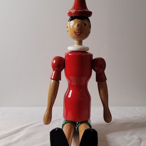 Vintage Wooden Articulated 19.25 in. Pinocchio Doll