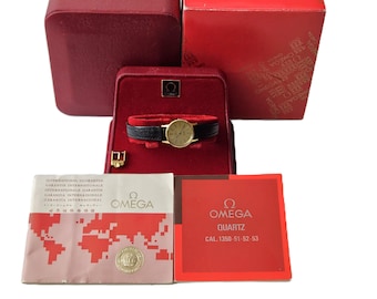 Vintage Omega Women&#39;s 20mm Gold Plated Watch – With Original Box, & Papers