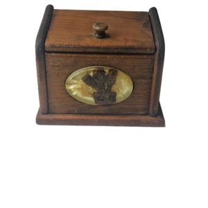 Vintage Wooden Recipe Box with Lucite Tile