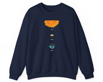 Sweatshirt épais unisexe à col rond et soleil lune, imprimé éclipse de soleil