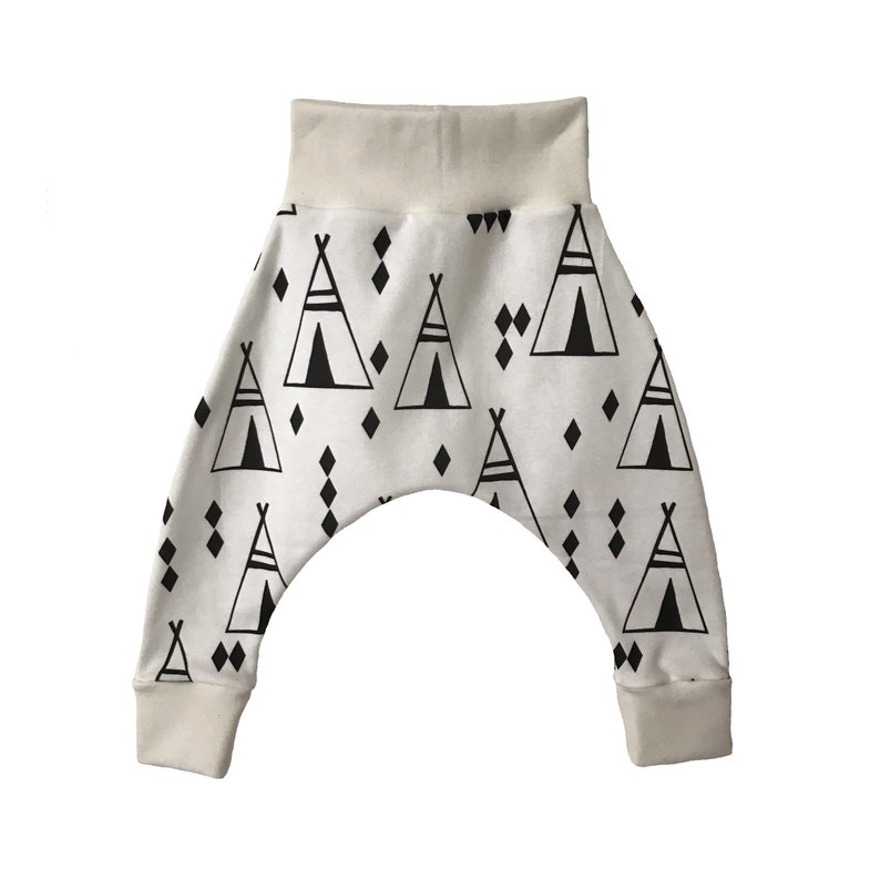 Svarta Tipi Harems Teepee Byxor Pojkar Harembyxor Ekologisk bomullsstickning Sött tyg Populära byxor Avslappnade byxor Nyfödd Babyoutfit Nyfödd Gåva bild 2
