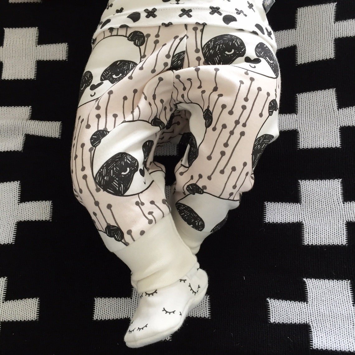 Panda Bear Pants Organic cotton knit Girl Joggers Japanese | Etsy