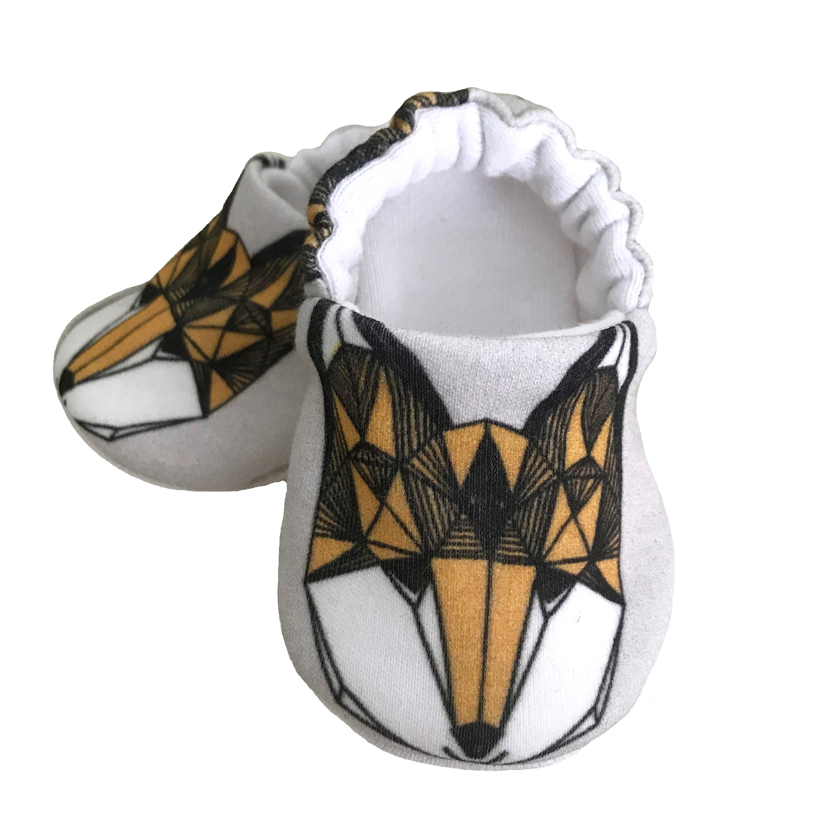 Fox Shoes Geometric Foxes Crib Shoes Orange Pram shoes Modern Etsy