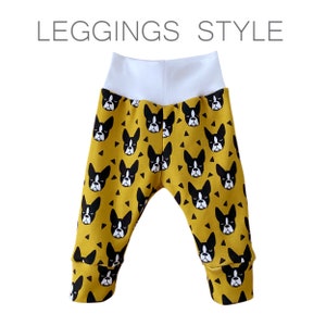 Bouledogues Français Chien Harems Moutarde Jaune Pantalon Garçon Harem Pantalon Maille de coton biologique Imprimé Pet tissu Nouveau-né bb image 6