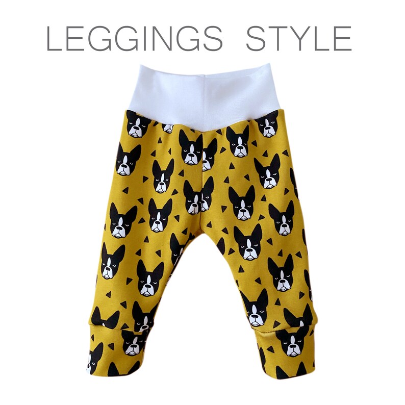 Bouledogues Français Chien Harems Moutarde Jaune Pantalon Garçon Harem Pantalon Maille de coton biologique Imprimé Pet tissu Nouveau-né bb image 6